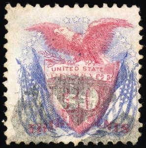 US Stamps # 121 Used F-VF Brite Fresh Neat Cancel Scott Value $450.00