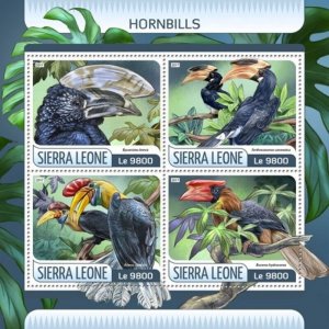 Sierra Leone - 2017 Hornbills on Stamps - 4 Stamp Sheet - SRL17618a