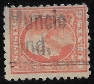 IN Precancels: Muncie 405; Better Type CV $2; 6c 1914 p10 Wash/Franklin #429