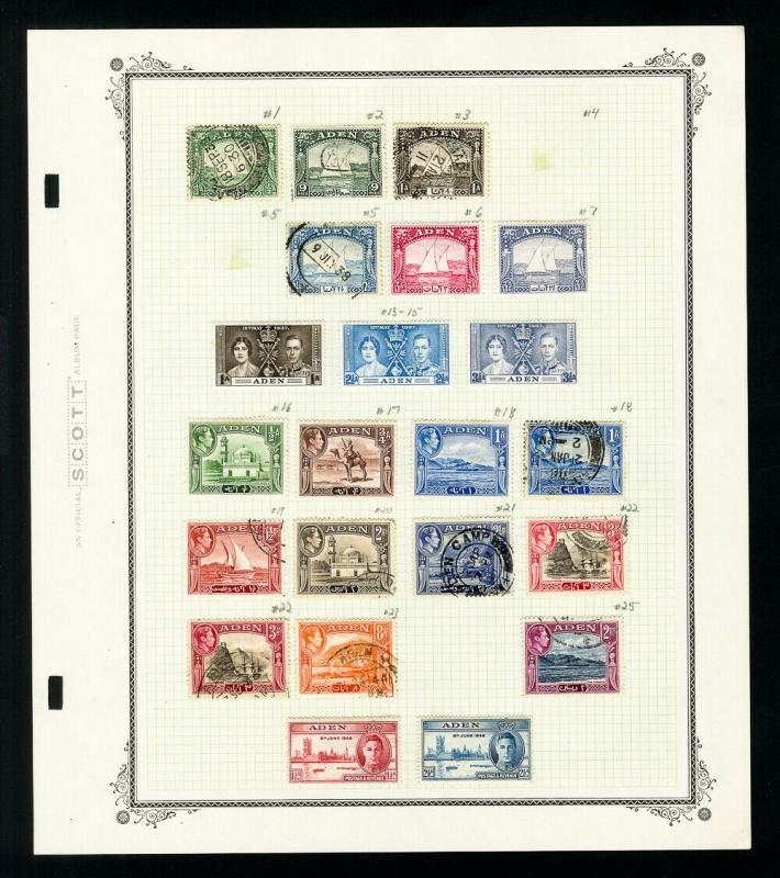 Aden 1937 to 1950s Vintage Stamp Collection