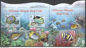 2012 Solomon Islands Reef Fishes Marine Life Fauna #1461-1465 1Sh ** Ls019