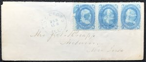 US #63 (3) Used on Cover PM Rockford ILL Benjamin Franklin SEE PHOTOS L37