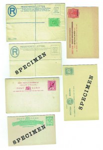 POSTAL HISTORY SPECIMEN Overprints on QV-GV postal stationery cards - 41555