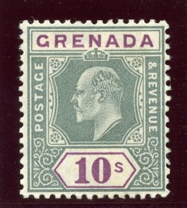 Grenada 1906 KEVII 10s green & purple MLH. SG 76. Sc 67.