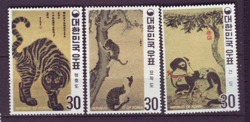 J22034 Jlstamps 1970 south korea mh set #718-20 art, 2 scans