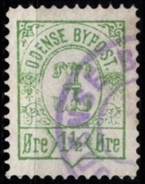 1887 Denmark Local Post 1 1/2 Ore Odense City Post Used Nice Cancel