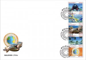 2021 MALDIVES FDC - ISSUE TOURISM PANDEMIC CORONAVRUS TURTLES TURTLE JOINT-