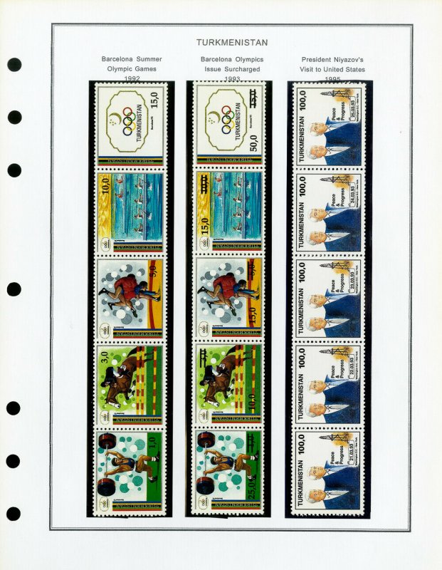 Turkmenistan Mint NH + LH 1992 to 2001 Stamp Collection