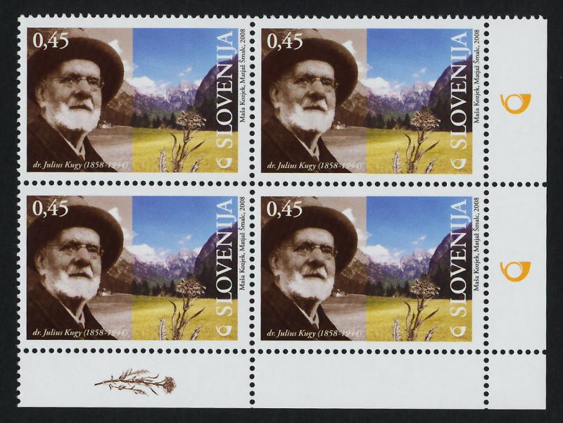 Slovenia 746 BR Block MNH Dr Julius Kugy, Botanist, Flower