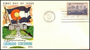 Scott 1001 - 3 Cents Colorado Fluegel FDC Unaddressed Planty 1001-12