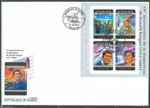 GUINEA 2014 10th MEMORIAL ANNIVERSARY OF PRESIDENT RONALD REAGAN SHEET  FDC