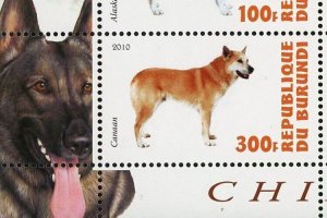 Alaskan Malamute Chow Chow Stamp Dog Pet Souvenir Sheet of 4 Mint NH