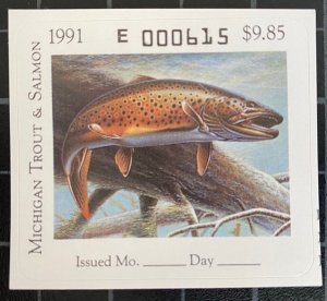 US Stamps - 1991 Michigan Trout & Salmon Stamp - SC# MITS 24 - Unused