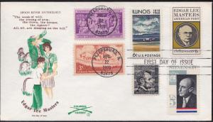 U.S. # 1405, Edgar Lee Masters, FDC, Combo Cover 