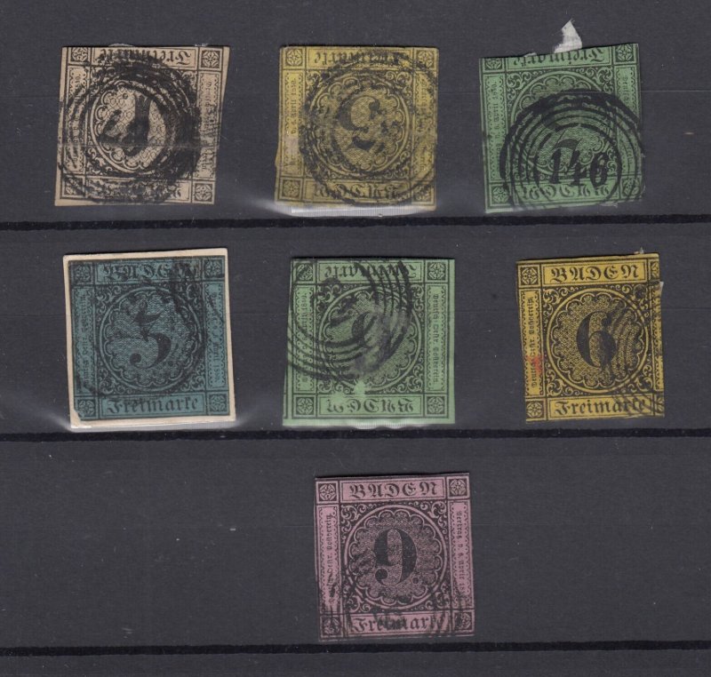 Germany Baden 1891 Collection Of 7 Imperfs Fine Used BP10991