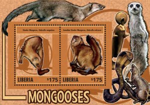 Liberia - 2014 - MONGOOSES - Souvenir Sheet of 2 Stamps - MNH