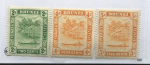 Brunei 1924-33 2, 4, and 5 cents mint o.g. hinged