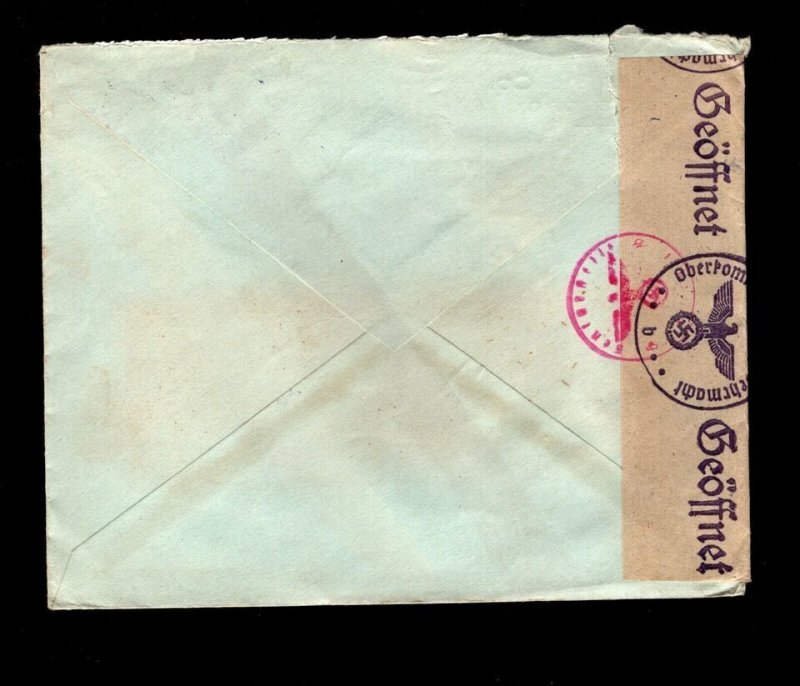 Germany WWII Berlin Censor Tape & Red Scarce Handstamp Cover Sweden Window &
