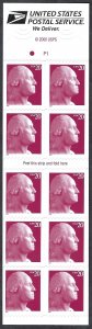 United States #3482a 20¢ George Washington (2001). Pane of 10. MNH