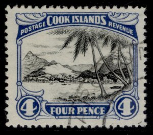 COOK ISLANDS GV SG103a, 4d black & bright blue, FINE USED. Cat £60. PERF 14