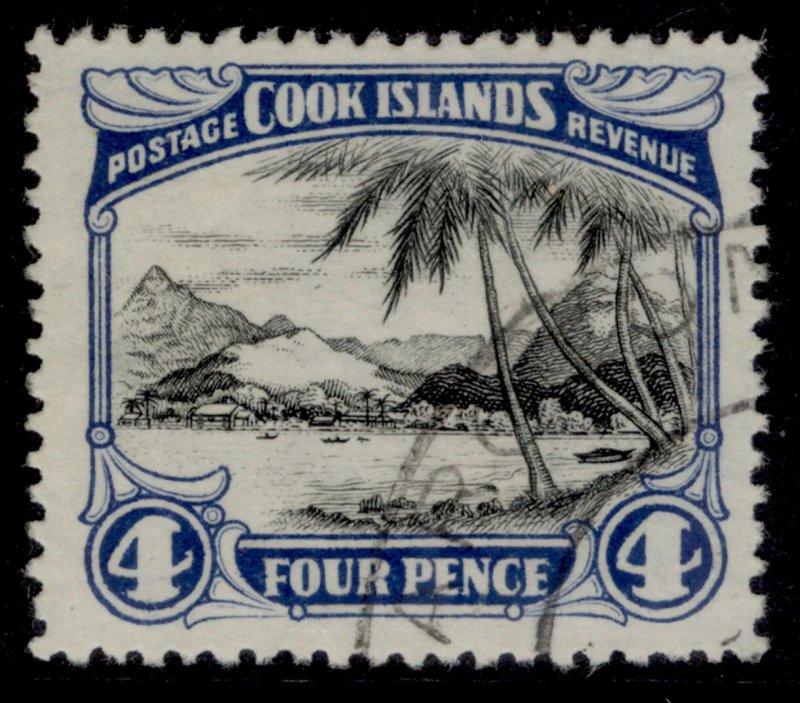 COOK ISLANDS GV SG103a, 4d black & bright blue, FINE USED. Cat £60. PERF 14