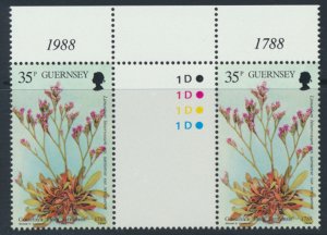 Guernsey  SG 438  SC# 399  Flowers  MNH  Gutter Pair see scan 
