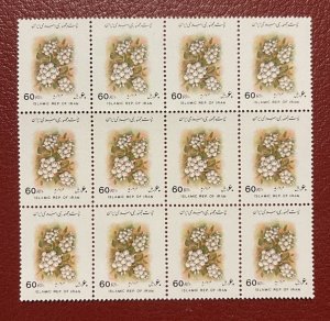 IRAN-IRI 1995, 60 Rials Error Stamps, Center Inverted , Block of 12, MNH, VF