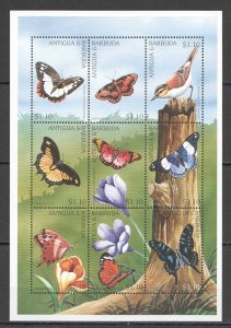 Uu0651 Antigua & Barbuda Flora & Fauna Butterflies Kb Mnh