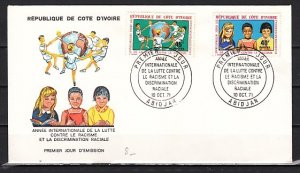 Ivory Coast, Scott cat. 319-320. Racial Discrimination issue. First day cover. ^