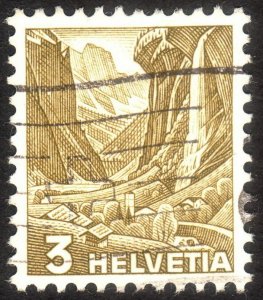 1938, Switzerland 3c, Used, Nice centered, Sc 227