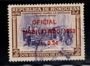 Honduras  Scott C213 Used 1953 overprinted Airmail stamp