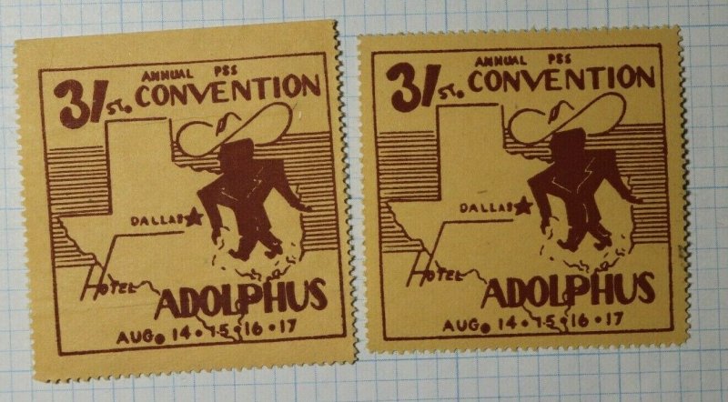 PSS Convention Hotel Adolphus Dallas TX Philatelic Souvenir Ad Label