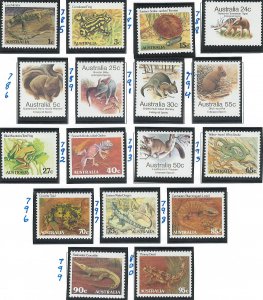 Scott: 784-800 - Australia - Australian Wildlife, MNH