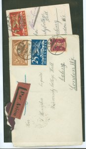 Switzerland 160/174/C3/C5/C6 1927 Airmail cover & postcard (front colorized mountain and sheep scene), Envelope torn at top, To