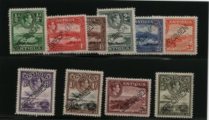 Antigua SG #98s - #107s Very Fine Never Hinged With Diagonal Perforated Specimen