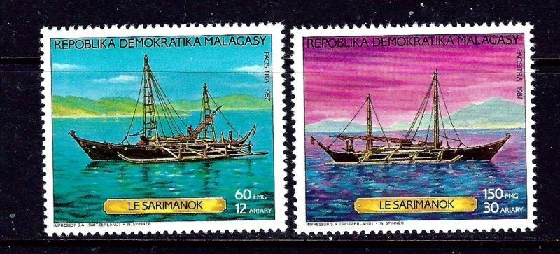 Malagasy 788-89 MNH 1987 Boats