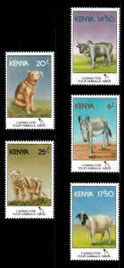 Kenya 1995 - SPCA, Caring For Your Animals, Pets, Farm - Set of 5v - 637-41 MNH