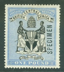 SG 40s BCA Nyasaland 1895. £1 black & blue. A fresh mounted mint example...