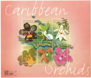 St. Vincent 2000 SC# 2776 Caribbean Orchids, Flowers - Sheet of 6 Stamps - MNH
