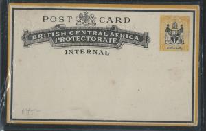 BRITISH CENTRAL AFRICA (P1110B) 1/2D INTERNAL PSC UNUSED