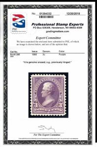 268 Mint,OG,LH... PSE Cert... SCV $37.50