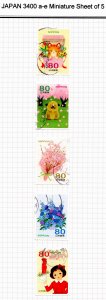 Japan 3400 a-e Used, Greetings Spring (80 Yen) Set from 2012