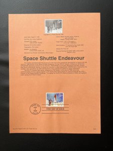 scott 2544A Souvenir Page First day issue Space Shuttle Endeavor