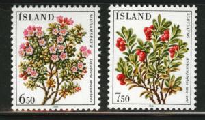 ICELAND Scott 593-4 MNH** 1984  Flower Stamp set CV $1.10