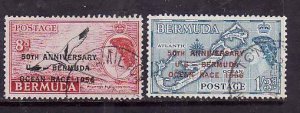 Bermuda-Sc.#166-7-used  set-id3-Ocean Race-Maps-QEII-1956-