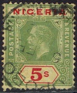 NIGERIA 1914 KGV 5/- WMK MULTI CROWN CA USED