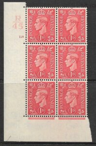 1937 1d Red R45 118 No Dot perf 5(E/I) block 6 UNMOUNTED MINT/MNH