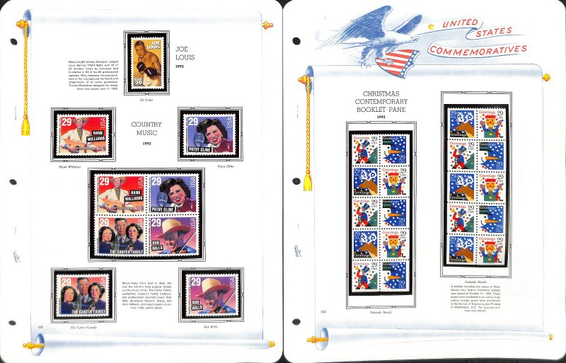 United States Stamp Collection in White Ace Album, 1993-1996 MNH in Mounts