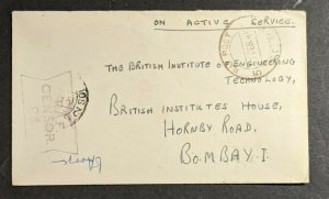 1945 Calcutta Bombay India RAF Post 5 Active Service Southeast Asia Censor Cover