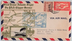 Portugal 1939 First Flight Trans-Atlantic Clipper Crosby Cover Lisbon to Horta